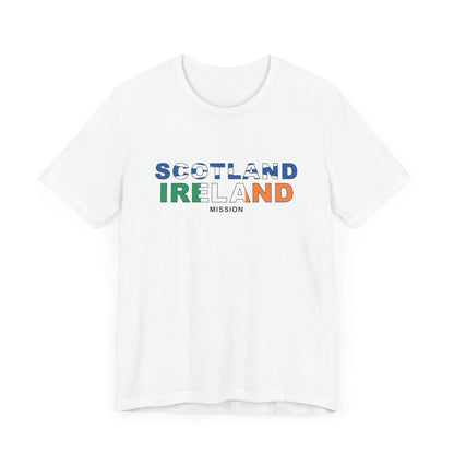 Scotland Ireland Mission Flag Title T-shirt - Latter-Day Saint LDS Missionary Gift - Book of Mormon