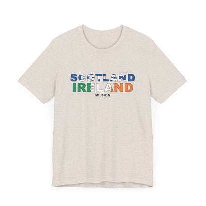 Scotland Ireland Mission Flag Title T-shirt - Latter-Day Saint LDS Missionary Gift - Book of Mormon