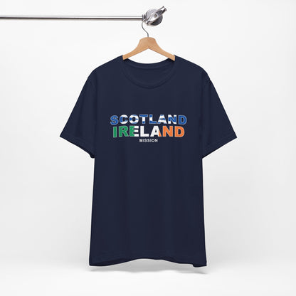 Scotland Ireland Mission Flag Title T-shirt - Latter-Day Saint LDS Missionary Gift - Book of Mormon