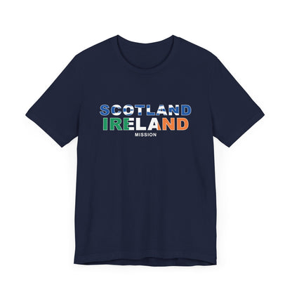 Scotland Ireland Mission Flag Title T-shirt - Latter-Day Saint LDS Missionary Gift - Book of Mormon