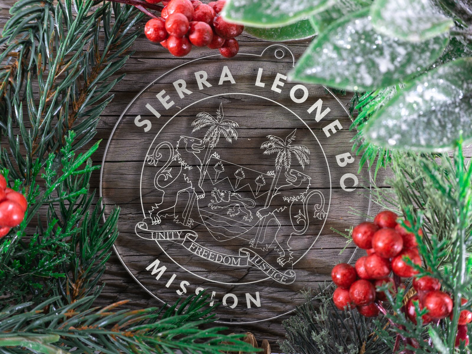 LDS Sierra Leone Bo Mission Christmas Ornament with Christmas Decorations