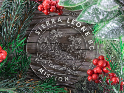LDS Sierra Leone Bo Mission Christmas Ornament with Christmas Decorations