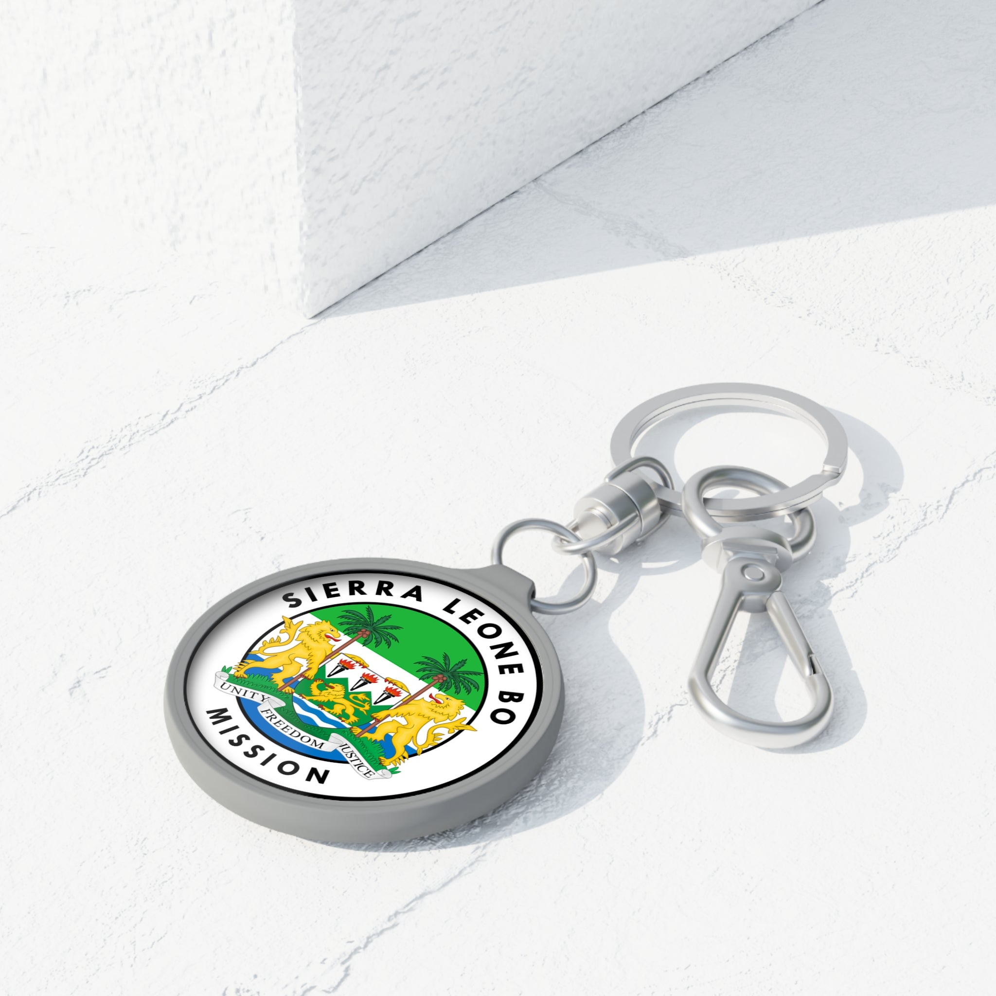 Sierra Leone Bo Mission Circle Flag Key Tag - Latter-Day Saint LDS Missionary Gift - Book of Mormon