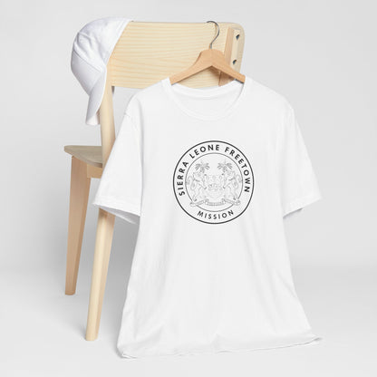 Sierra Leone Freetown Mission Circular Monochrome Logo T-Shirt - Latter-Day Saint LDS Missionary Gift - Book of Mormon