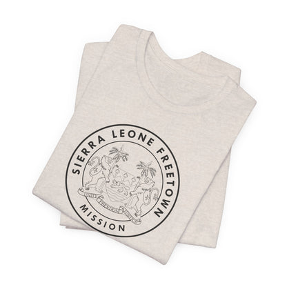 Sierra Leone Freetown Mission Circular Monochrome Logo T-Shirt - Latter-Day Saint LDS Missionary Gift - Book of Mormon
