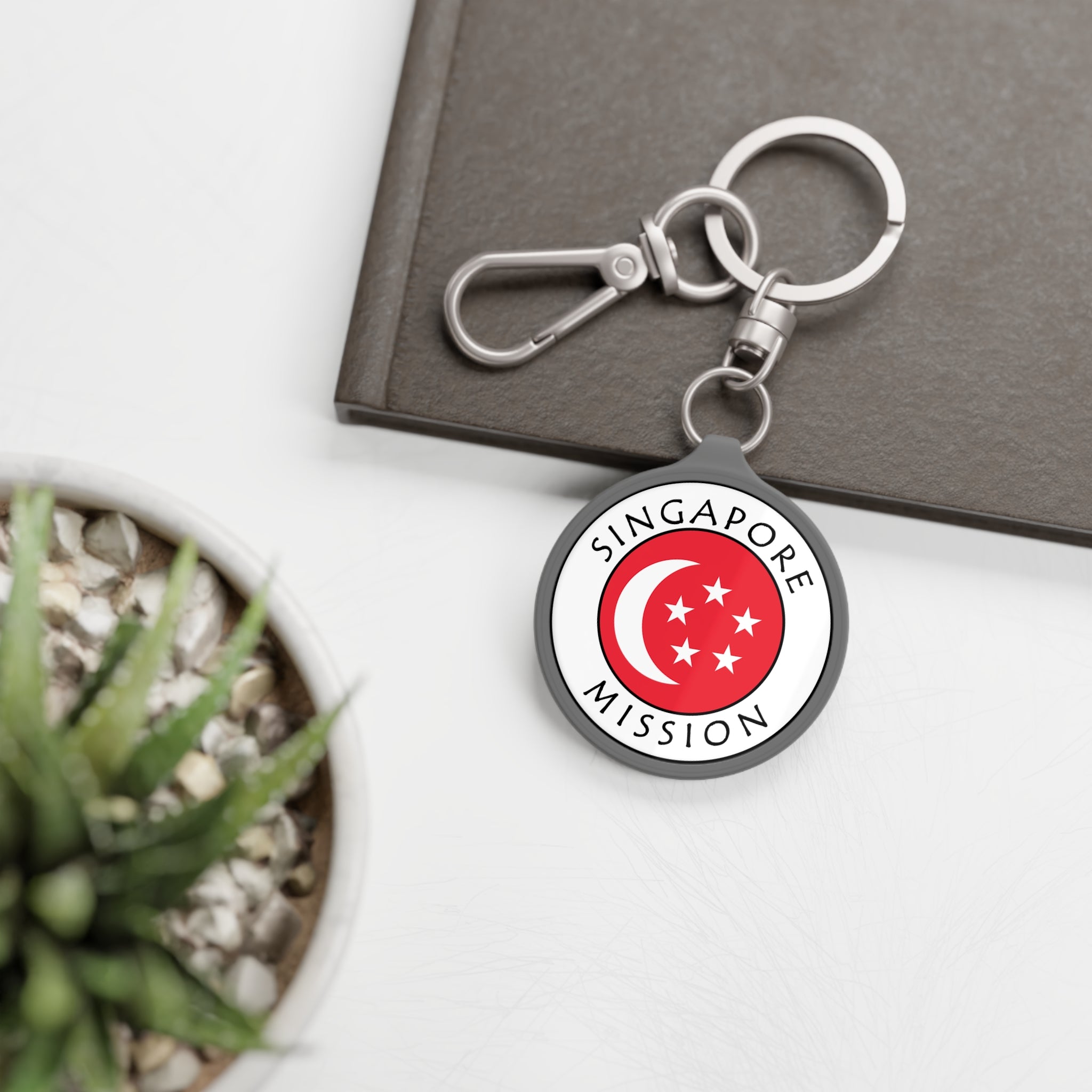 Singapore Mission Circle Flag Key Tag - Latter-Day Saint LDS Missionary Gift - Book of Mormon