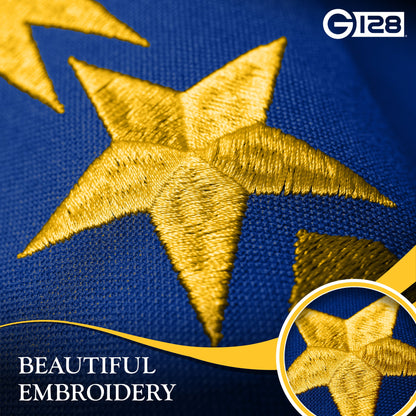 G128 Indiana State Flag | 5x8 Ft | StormFlyer Series Embroidered 220GSM Spun Polyester | Embroidered Design, Indoor/Outdoor, Brass Grommets, Heavy Duty, All Weather