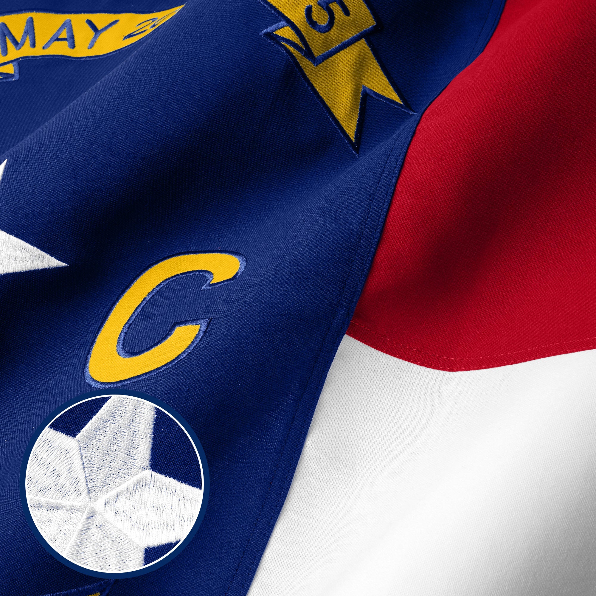 G128 North Carolina State Flag | 6x10 Ft | StormFlyer Series Embroidered 220GSM Spun Polyester | Embroidered Design, Indoor/Outdoor, Brass Grommets, Heavy Duty, All Weather