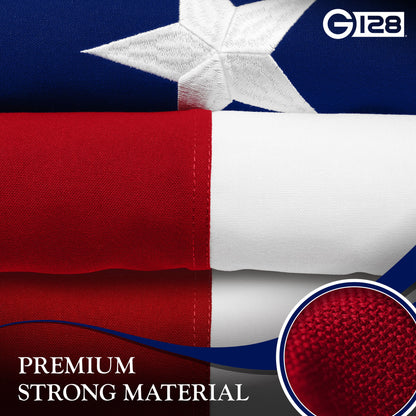 G128 North Carolina State Flag | 6x10 Ft | StormFlyer Series Embroidered 220GSM Spun Polyester | Embroidered Design, Indoor/Outdoor, Brass Grommets, Heavy Duty, All Weather