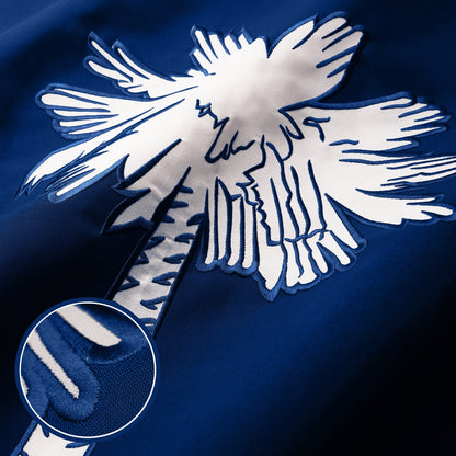 G128 South Carolina SC State Flag | 5x8 Ft | StormFlyer Series Embroidered 220GSM Spun Polyester | Embroidered Design, Indoor/Outdoor, Brass Grommets, Heavy Duty, All Weather