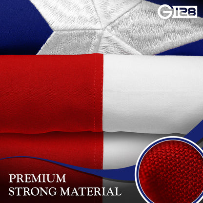 G128 Texas State Flag | 8x12 Ft | StormFlyer Series Embroidered 220GSM Spun Polyester | Embroidered Design, Indoor/Outdoor, Brass Grommets, Heavy Duty, All Weather