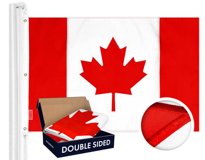 G128 Canada Canadian Flag | 6x10 Ft | Double ToughWeave Series Double Sided Embroidered 210D Polyester | Country Flag, Embroidered Design, Indoor/Outdoor, Brass Grommets, Heavy Duty, 3-ply