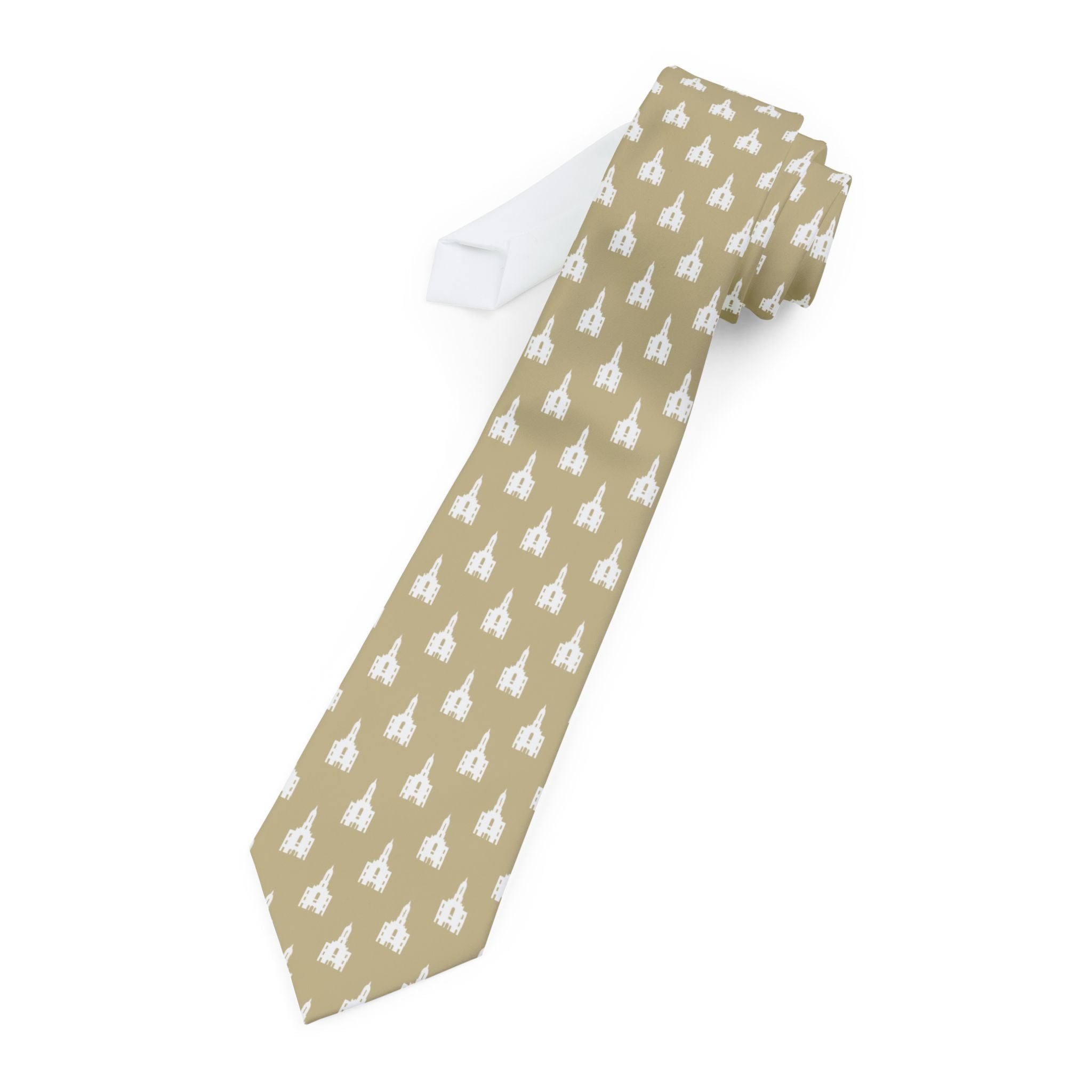 Smithfield Utah Temple Patterned Neck Tie for Elders (Sand)