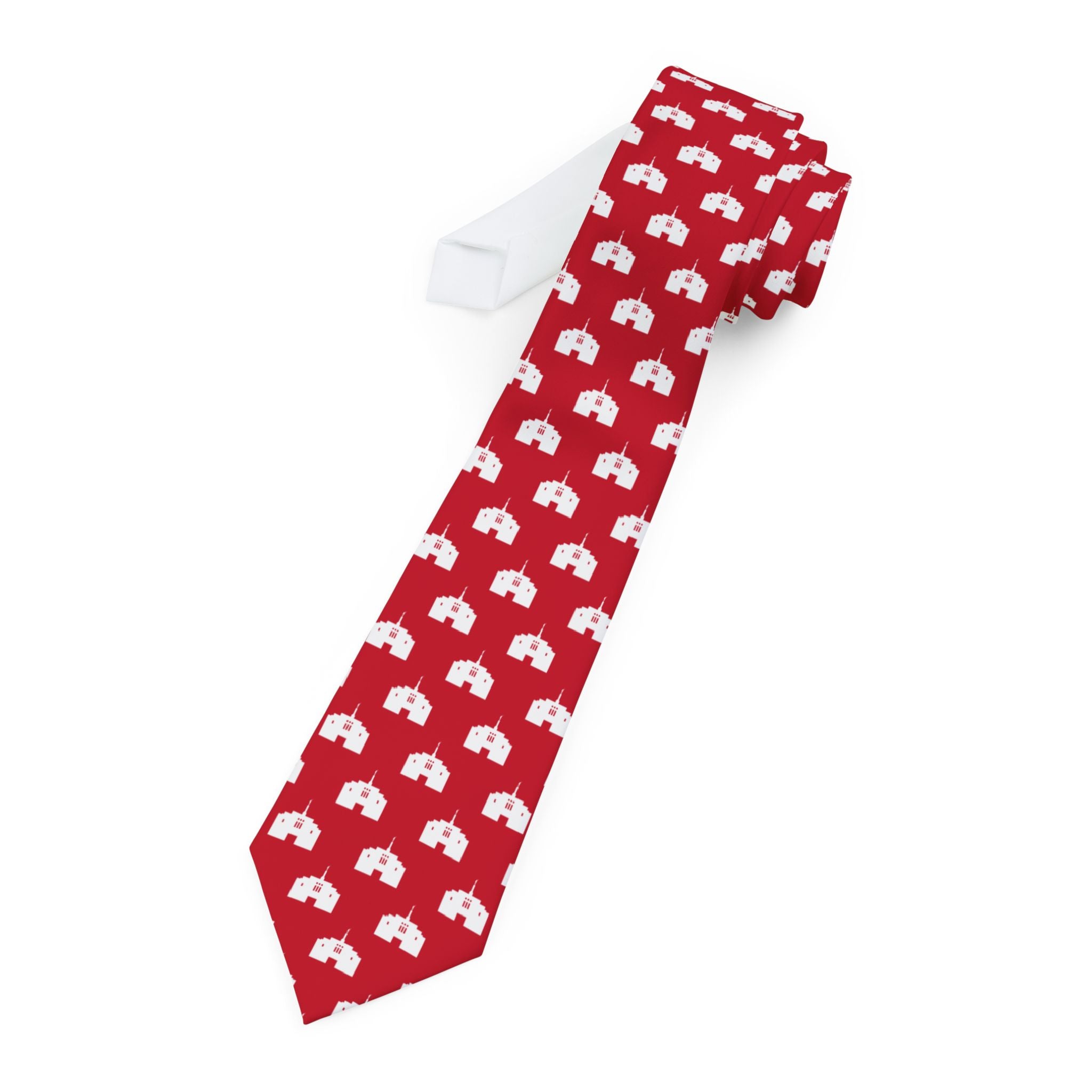 Snowflake Arizona Temple Patterned Neck Tie for Elders (Red) - Mission Wishlist - LDS Missionary Gift Store