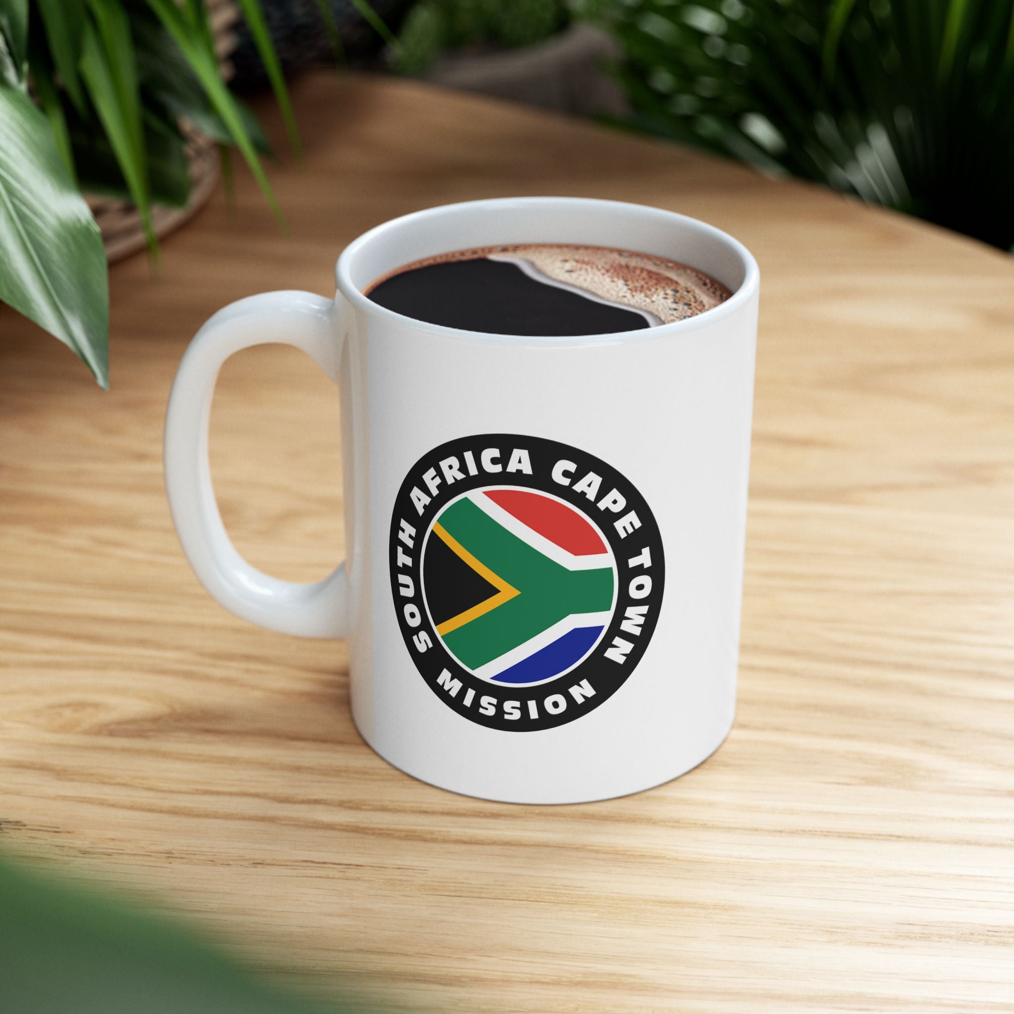 South Africa Cape Town Mission Circular Flag White Ceramic Mug - Latter-Day Saint LDS Missionary Gift - Book of Mormon