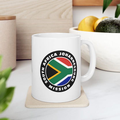 South Africa Johannesburg Mission Circular Flag White Ceramic Mug - Latter-Day Saint LDS Missionary Gift - Book of Mormon