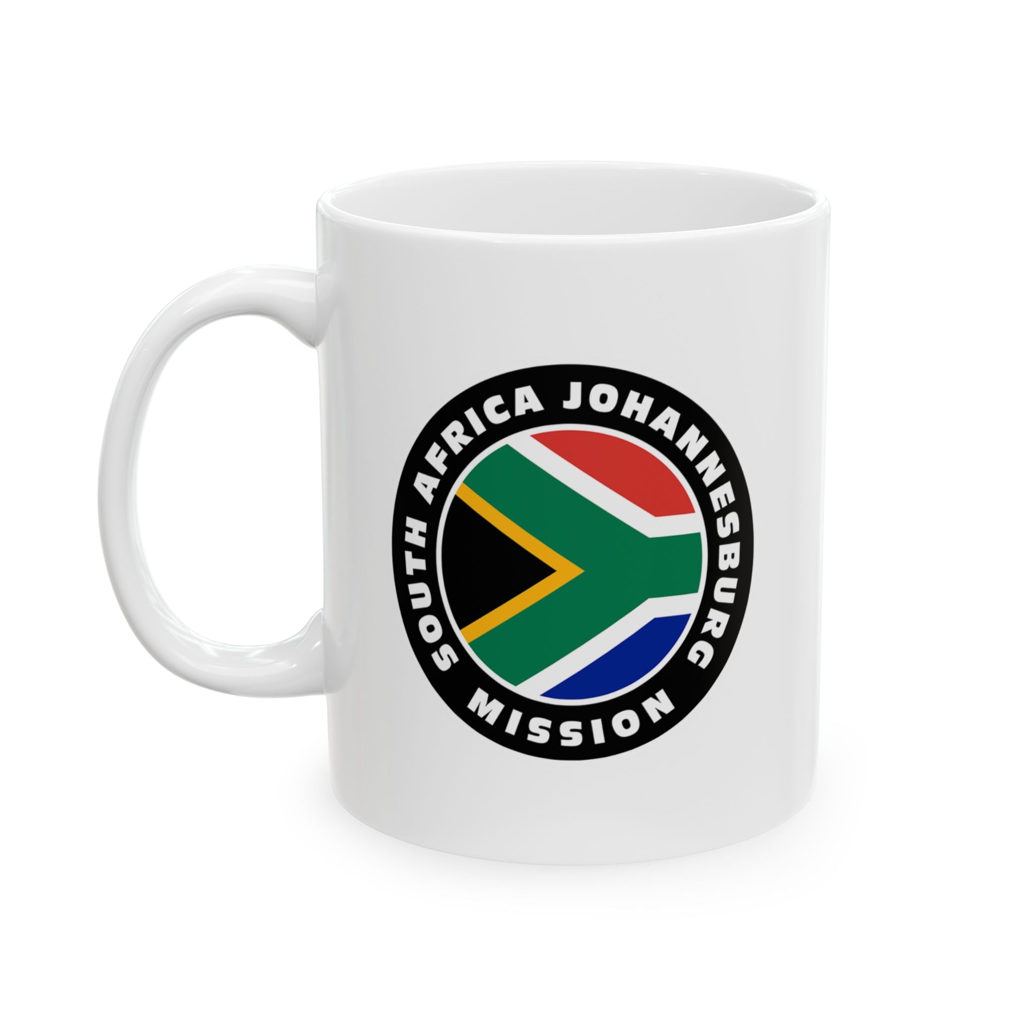 South Africa Johannesburg Mission Circular Flag White Ceramic Mug - Latter-Day Saint LDS Missionary Gift - Book of Mormon