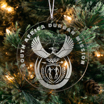 LDS South Africa Pretoria Mission Christmas Ornament hanging on a Tree