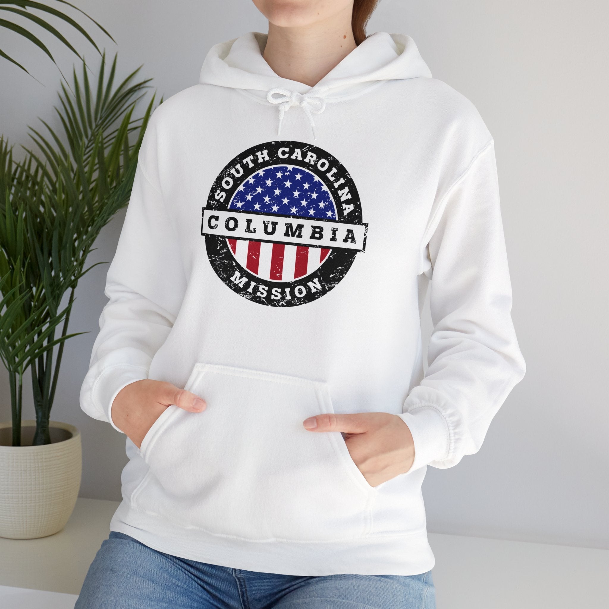 South Carolina Columbia Mission Circular USA Flag Hoodie - Latter-Day Saint LDS Missionary Gift - Book of Mormon