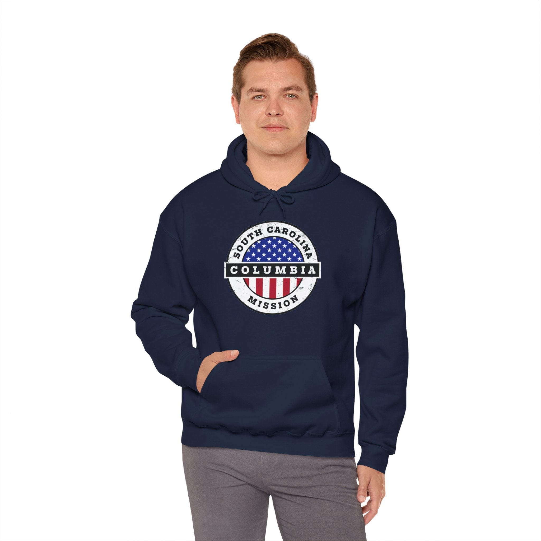 South Carolina Columbia Mission Circular USA Flag Hoodie - Latter-Day Saint LDS Missionary Gift - Book of Mormon