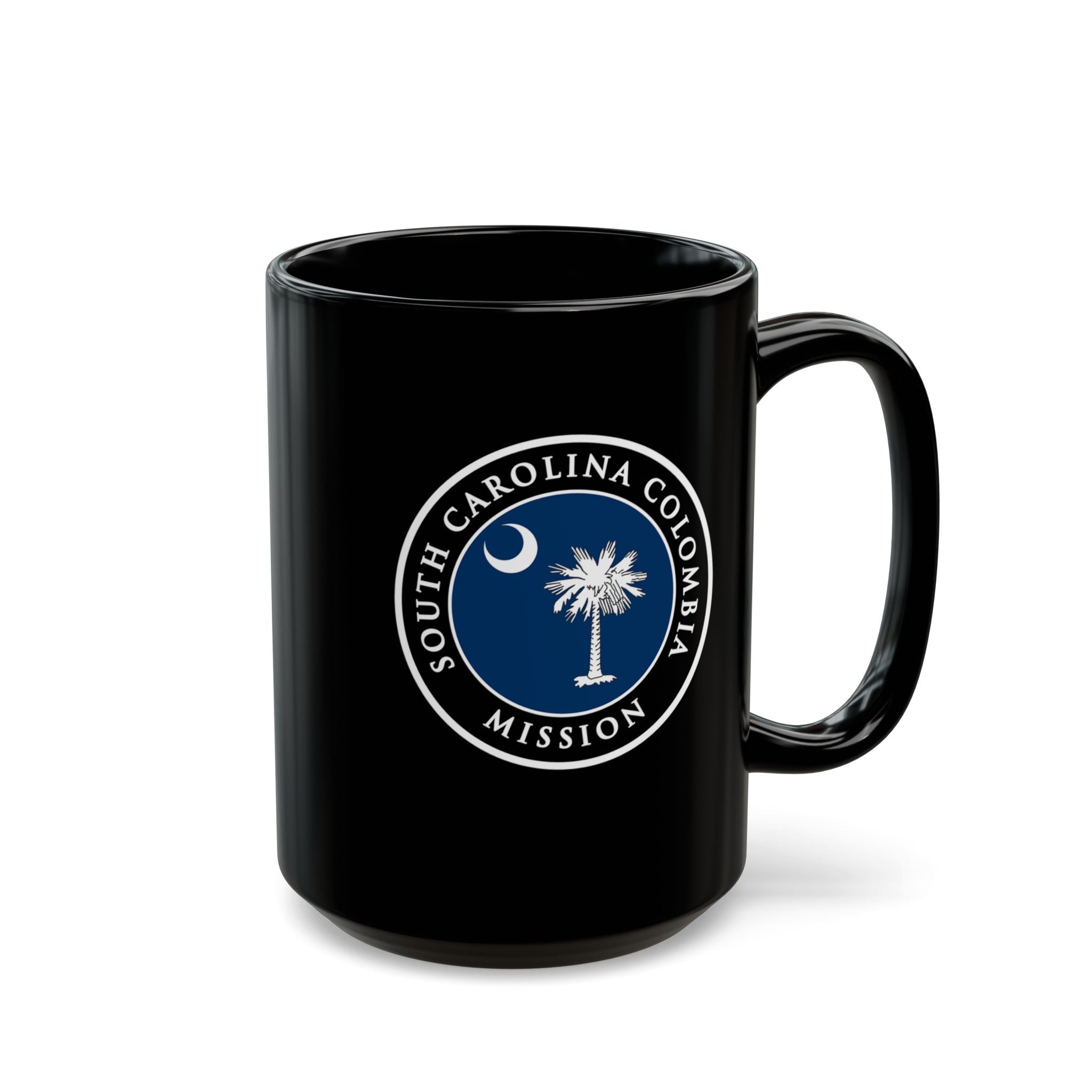 South Carolina Columbia Mission State Flag Logo Ceramic Mug Black Name - Latter-Day Saint LDS Missionary Gift - Book of Mormon