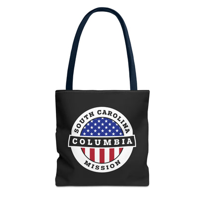 South Carolina Columbia Mission USA Flag Logo Tote Bag Black - Latter-Day Saint LDS Missionary Gift - Book of Mormon