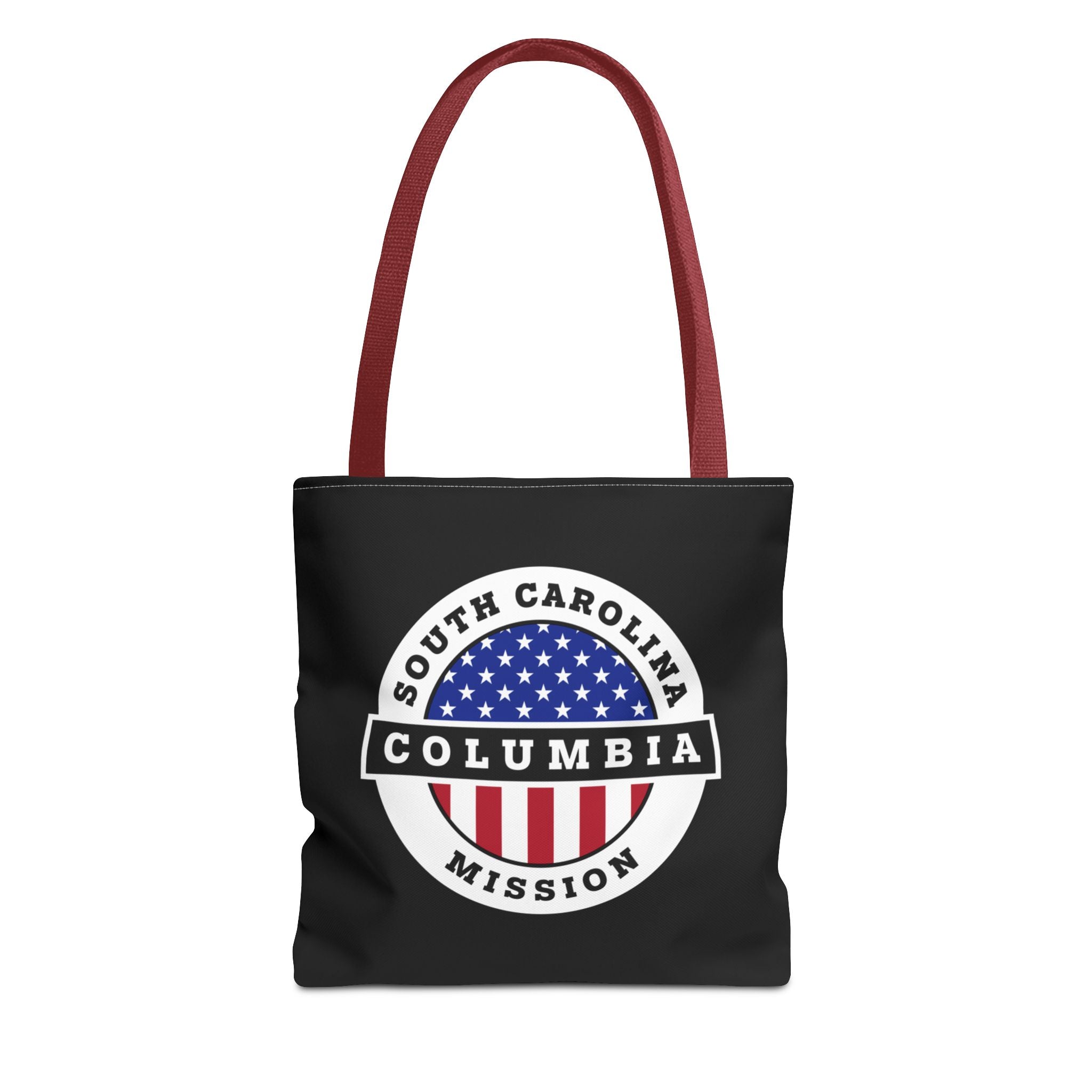 South Carolina Columbia Mission USA Flag Logo Tote Bag Black - Latter-Day Saint LDS Missionary Gift - Book of Mormon