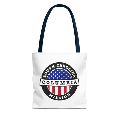 South Carolina Columbia Mission USA Flag Logo Tote Bag White - Latter-Day Saint LDS Missionary Gift - Book of Mormon