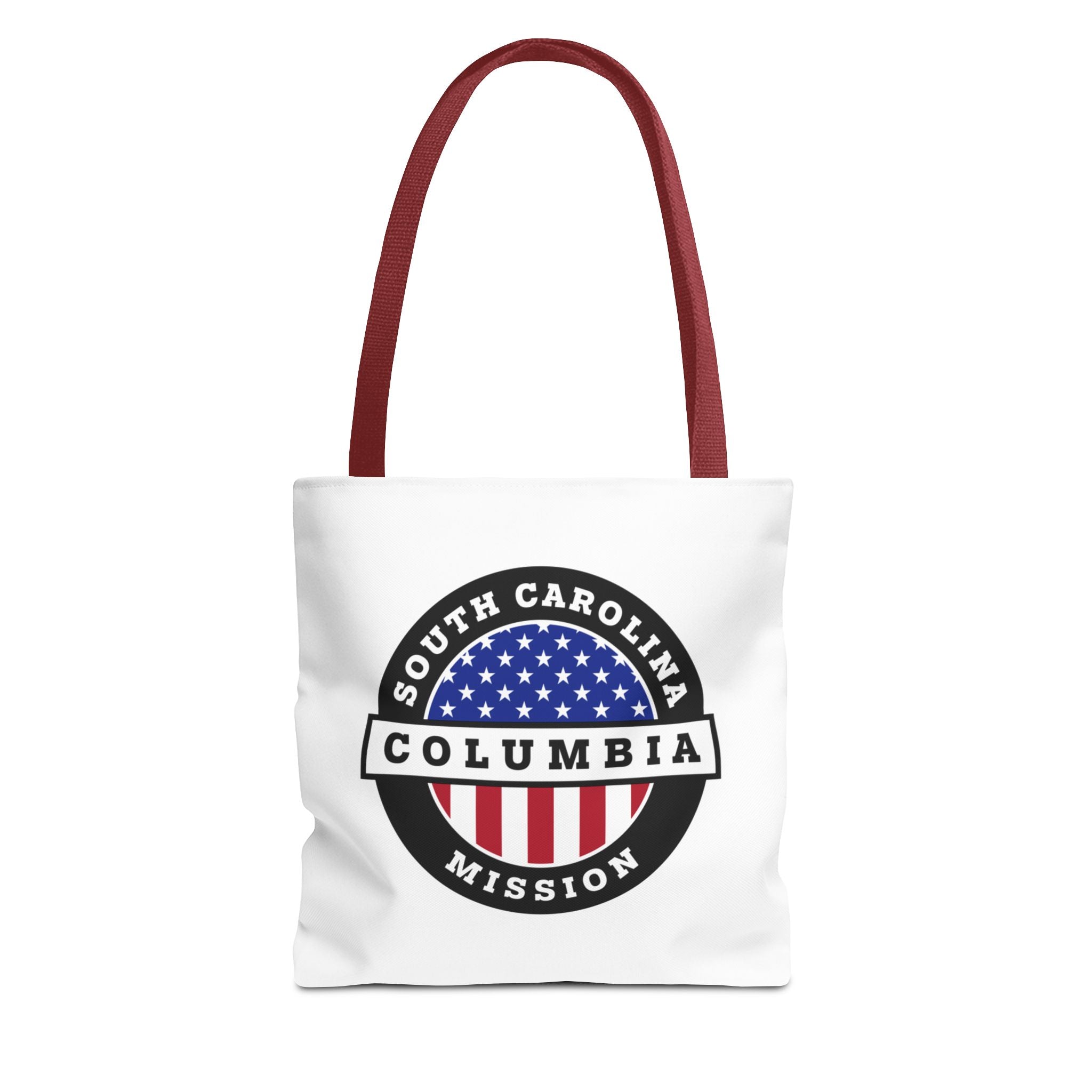 South Carolina Columbia Mission USA Flag Logo Tote Bag White - Latter-Day Saint LDS Missionary Gift - Book of Mormon