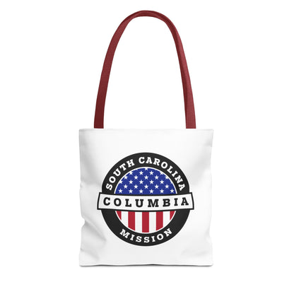 South Carolina Columbia Mission USA Flag Logo Tote Bag White - Latter-Day Saint LDS Missionary Gift - Book of Mormon