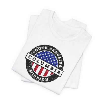 South Carolina Columbia Mission Vintage Circular USA Flag T-Shirt - Latter-Day Saint LDS Missionary Gift - Book of Mormon