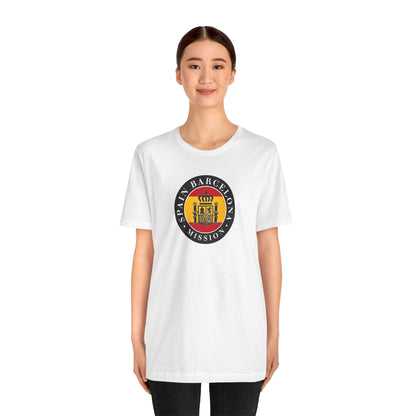 Spain Barcelona Mission Flag Logo (Black Border) T-shirt - Latter-Day Saint LDS Missionary Gift - Book of Mormon