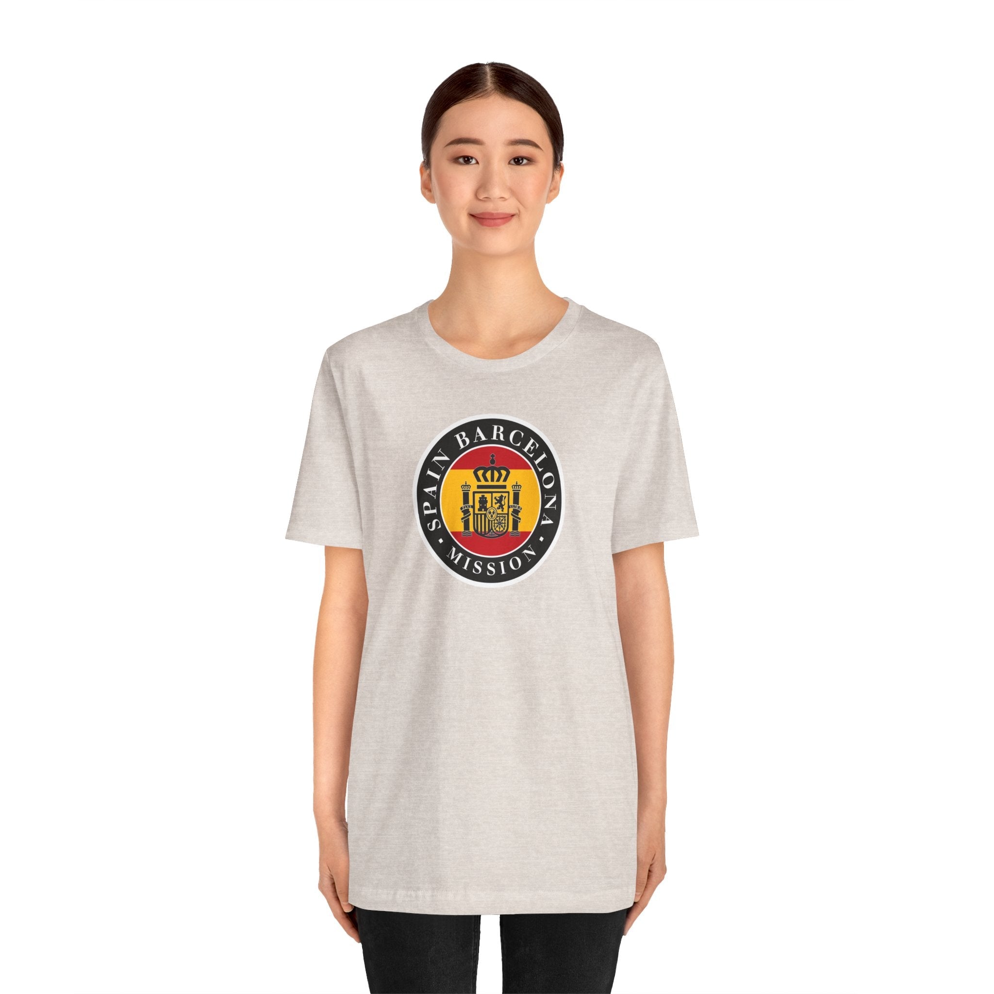 Spain Barcelona Mission Flag Logo (Black Border) T-shirt - Latter-Day Saint LDS Missionary Gift - Book of Mormon