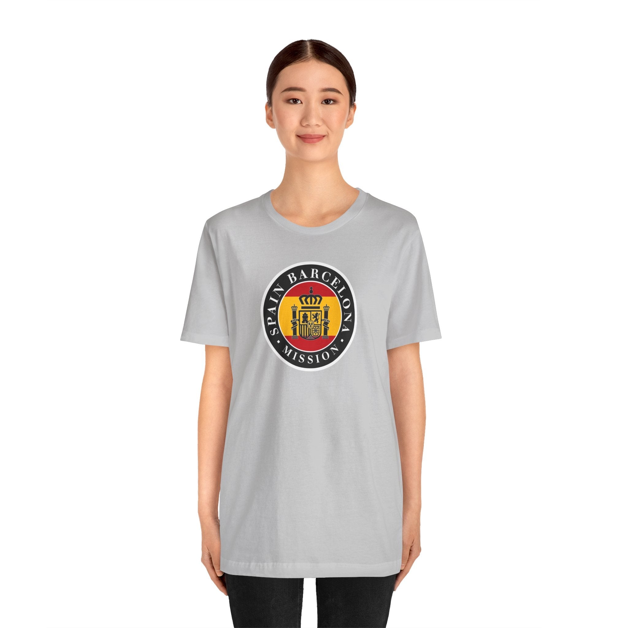 Spain Barcelona Mission Flag Logo (Black Border) T-shirt - Latter-Day Saint LDS Missionary Gift - Book of Mormon