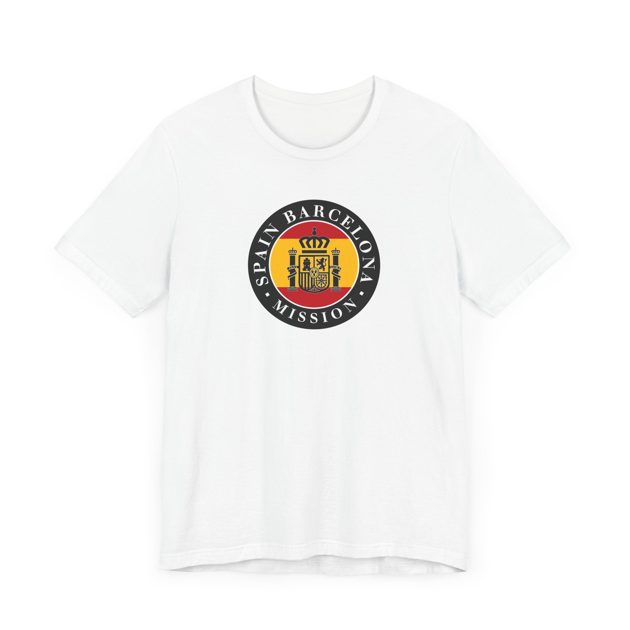 Spain Barcelona Mission Flag Logo (Black Border) T-shirt - Latter-Day Saint LDS Missionary Gift - Book of Mormon