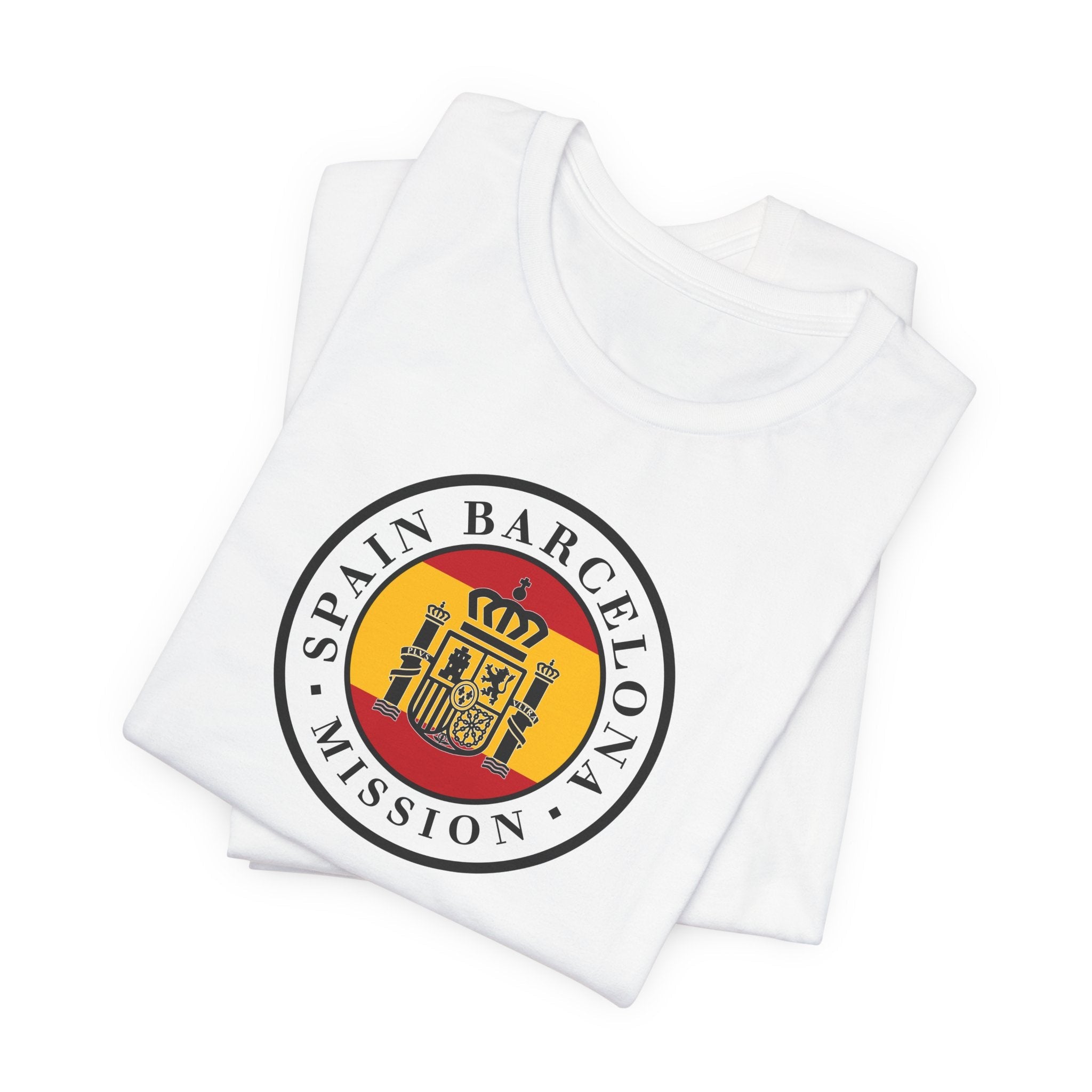 Spain Barcelona Mission Flag Logo (White Border) T-shirt - Latter-Day Saint LDS Missionary Gift - Book of Mormon