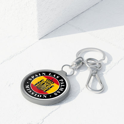 Spain Las Palmas Mission Circle Flag Key Tag - Latter-Day Saint LDS Missionary Gift - Book of Mormon