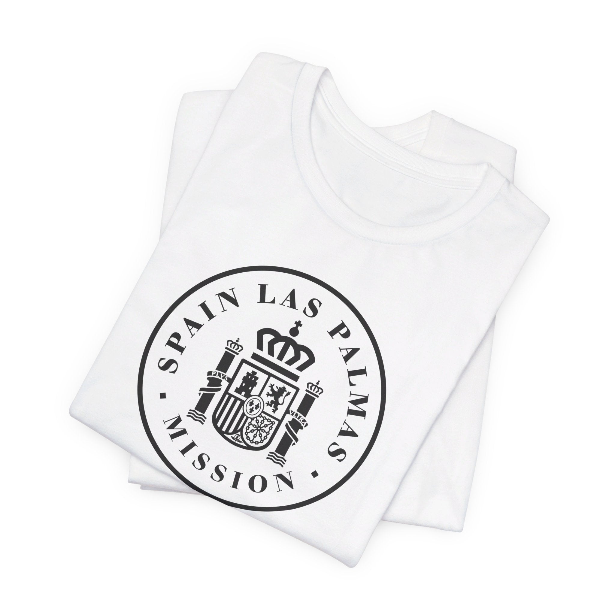 Spain Las Palmas Mission Circular Monochrome Logo T-Shirt - Latter-Day Saint LDS Missionary Gift - Book of Mormon