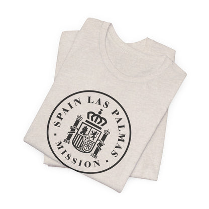 Spain Las Palmas Mission Circular Monochrome Logo T-Shirt - Latter-Day Saint LDS Missionary Gift - Book of Mormon