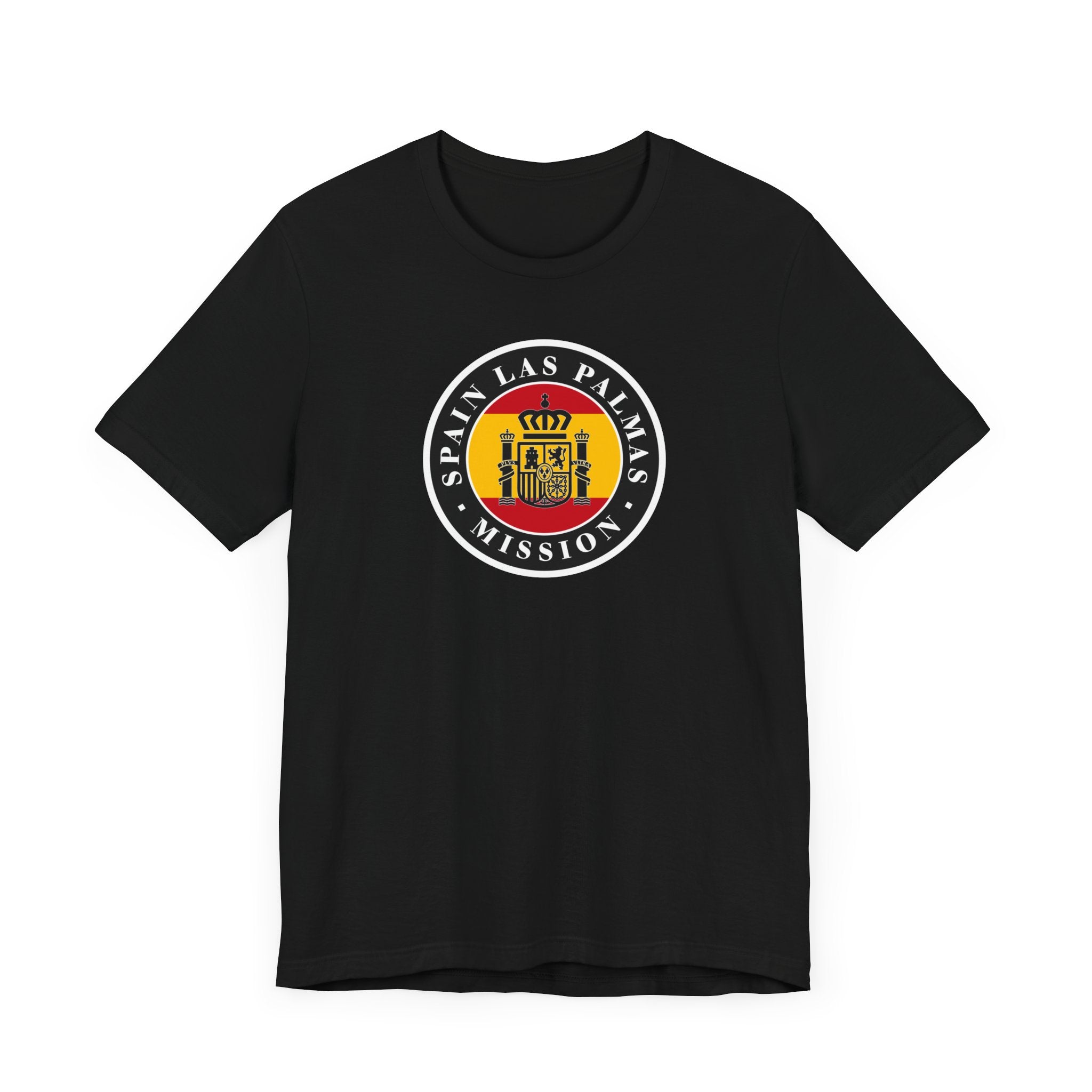 Spain Las Palmas Mission Flag Logo (Black Border) T-shirt - Latter-Day Saint LDS Missionary Gift - Book of Mormon