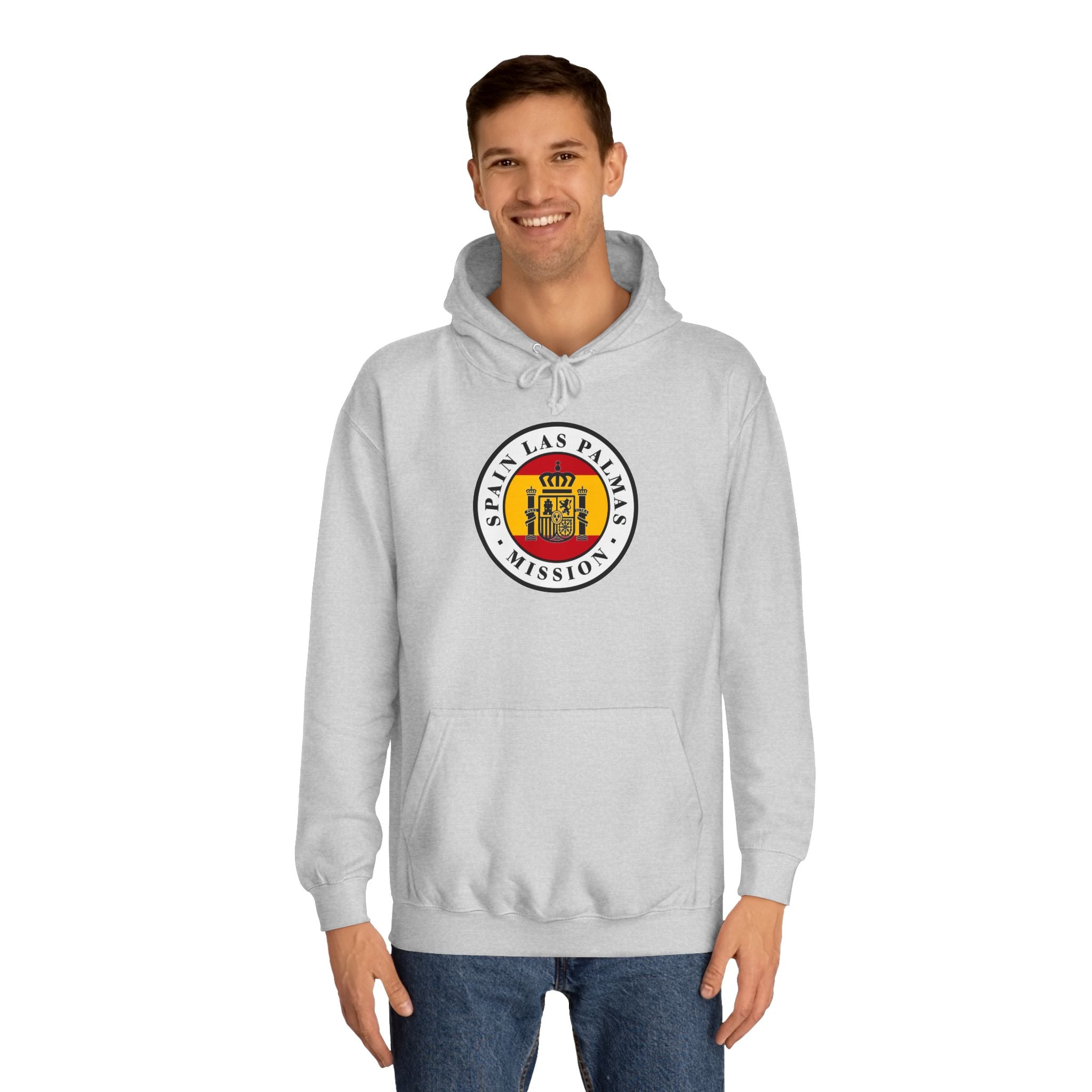 Spain Las Palmas Mission Flag Logo (White Border) College Hoodie - Latter-Day Saint LDS Missionary Gift - Book of Mormon