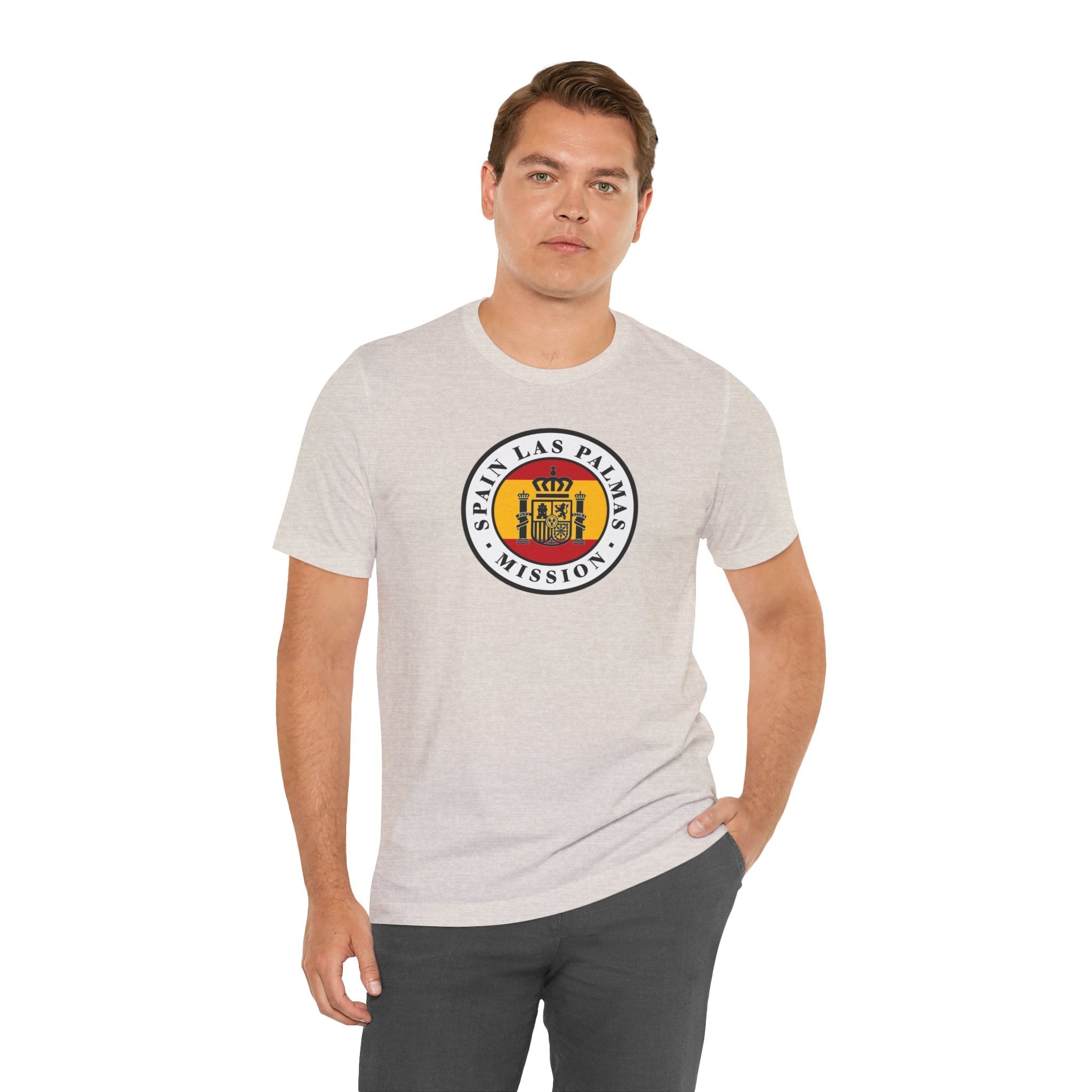 Spain Las Palmas Mission Flag Logo (White Border) T-shirt - Latter-Day Saint LDS Missionary Gift - Book of Mormon