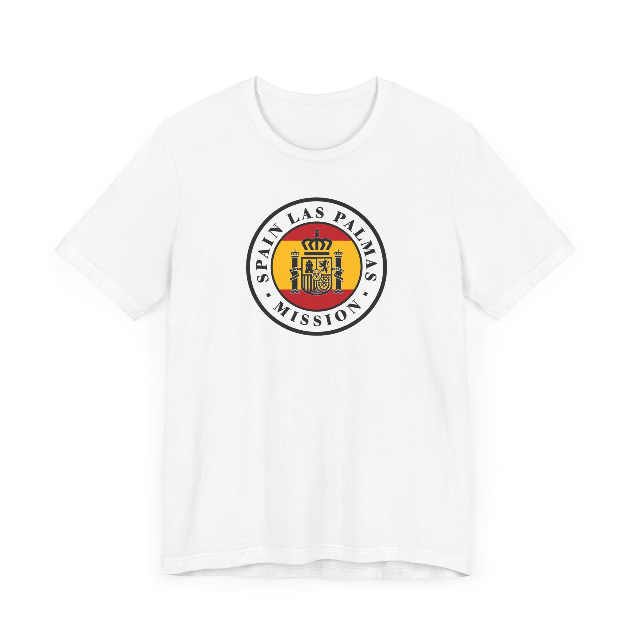 Spain Las Palmas Mission Flag Logo (White Border) T-shirt - Latter-Day Saint LDS Missionary Gift - Book of Mormon