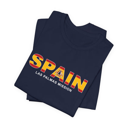 Spain Las Palmas Mission Flag Title T-shirt - Latter-Day Saint LDS Missionary Gift - Book of Mormon