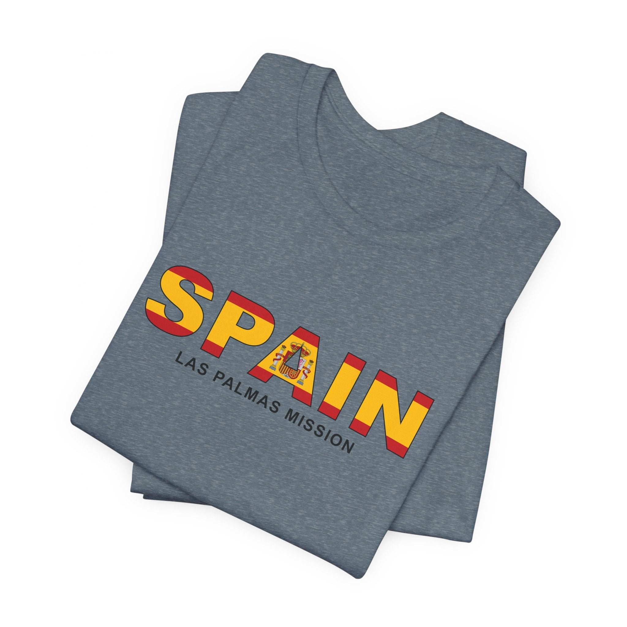 Spain Las Palmas Mission Flag Title T-shirt - Latter-Day Saint LDS Missionary Gift - Book of Mormon