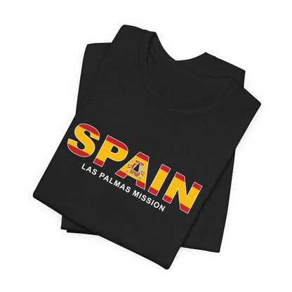 Spain Las Palmas Mission Flag Title T-shirt - Latter-Day Saint LDS Missionary Gift - Book of Mormon