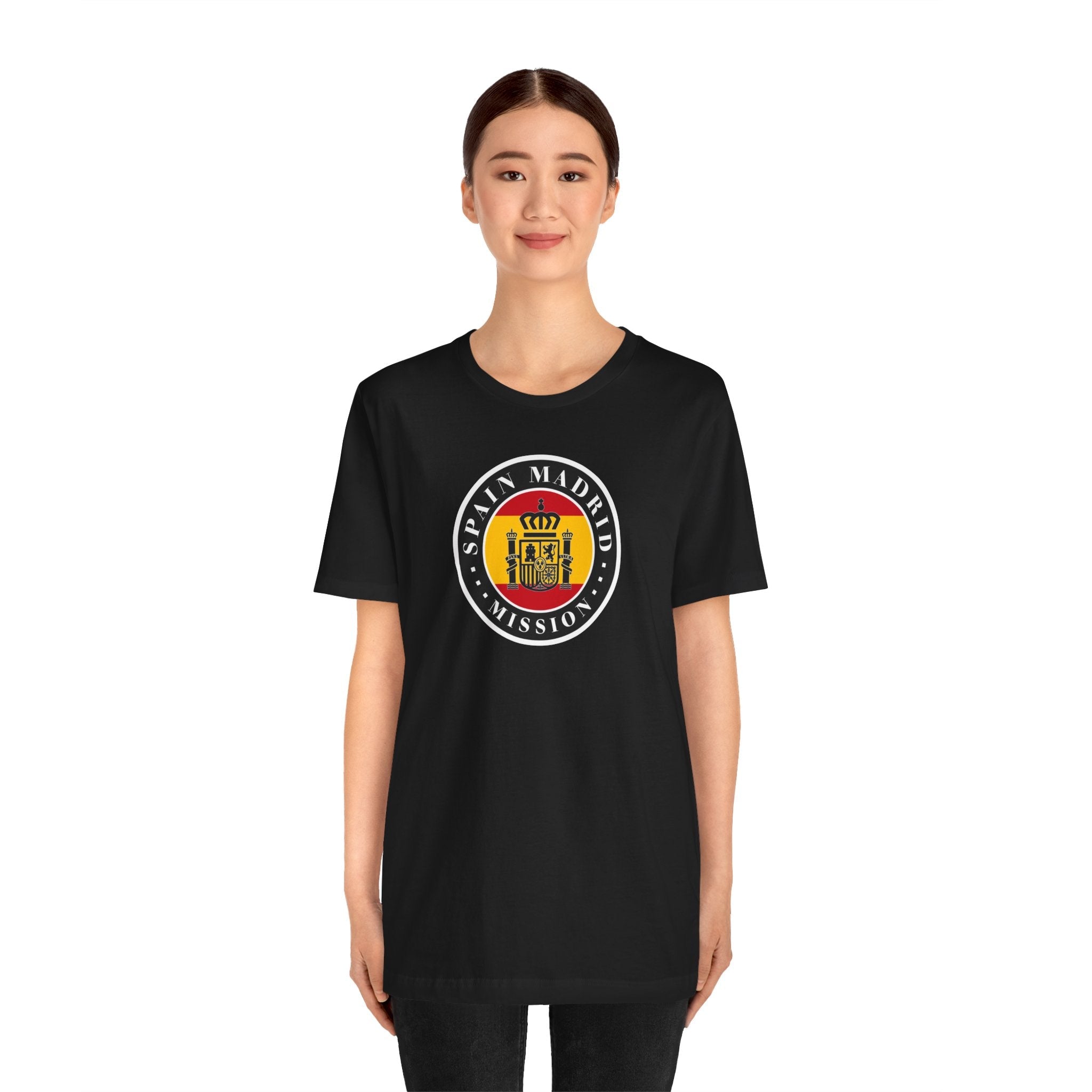 Spain Madrid Mission Flag Logo (Black Border) T-shirt - Latter-Day Saint LDS Missionary Gift - Book of Mormon