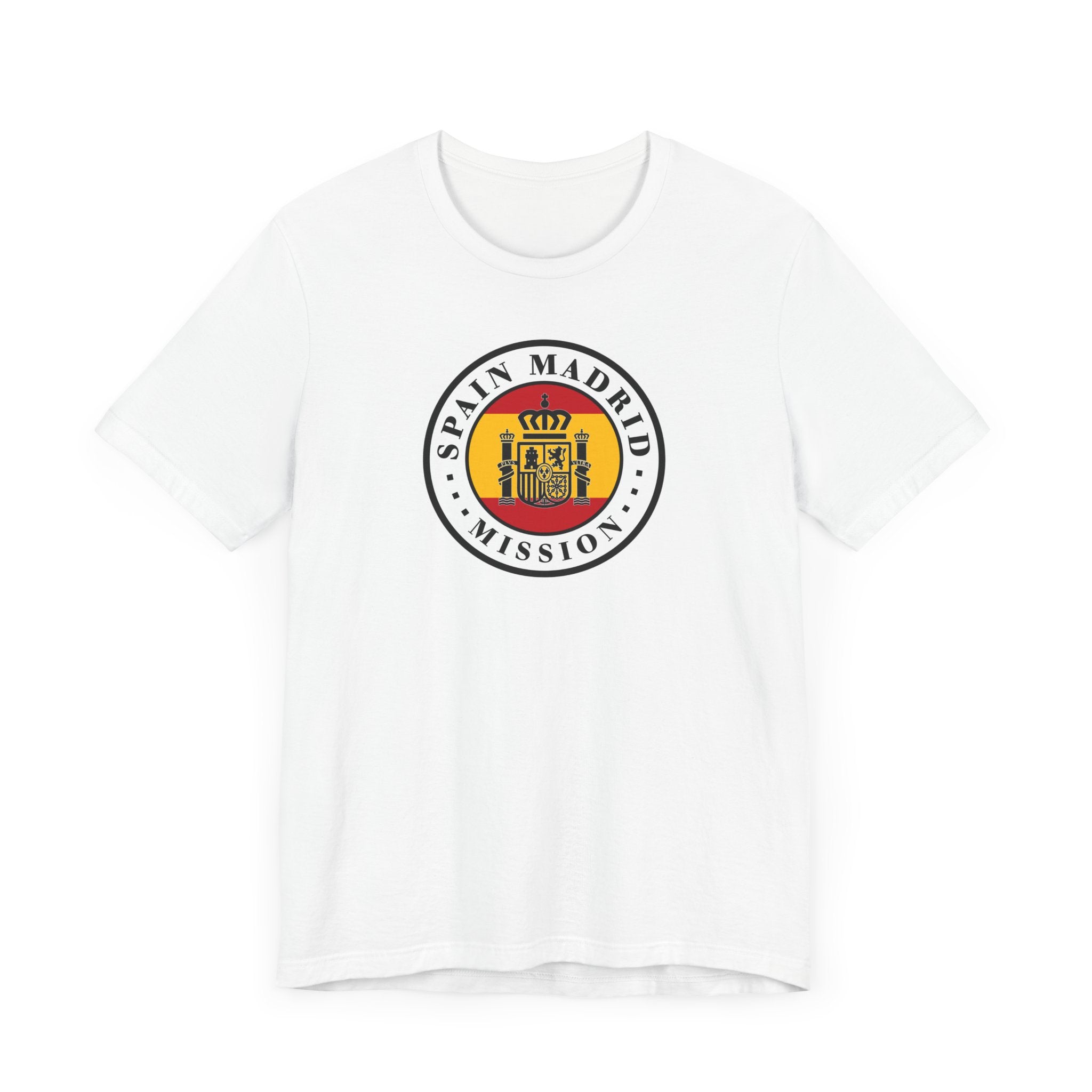 Spain Madrid Mission Flag Logo (White Border) T-shirt - Latter-Day Saint LDS Missionary Gift - Book of Mormon