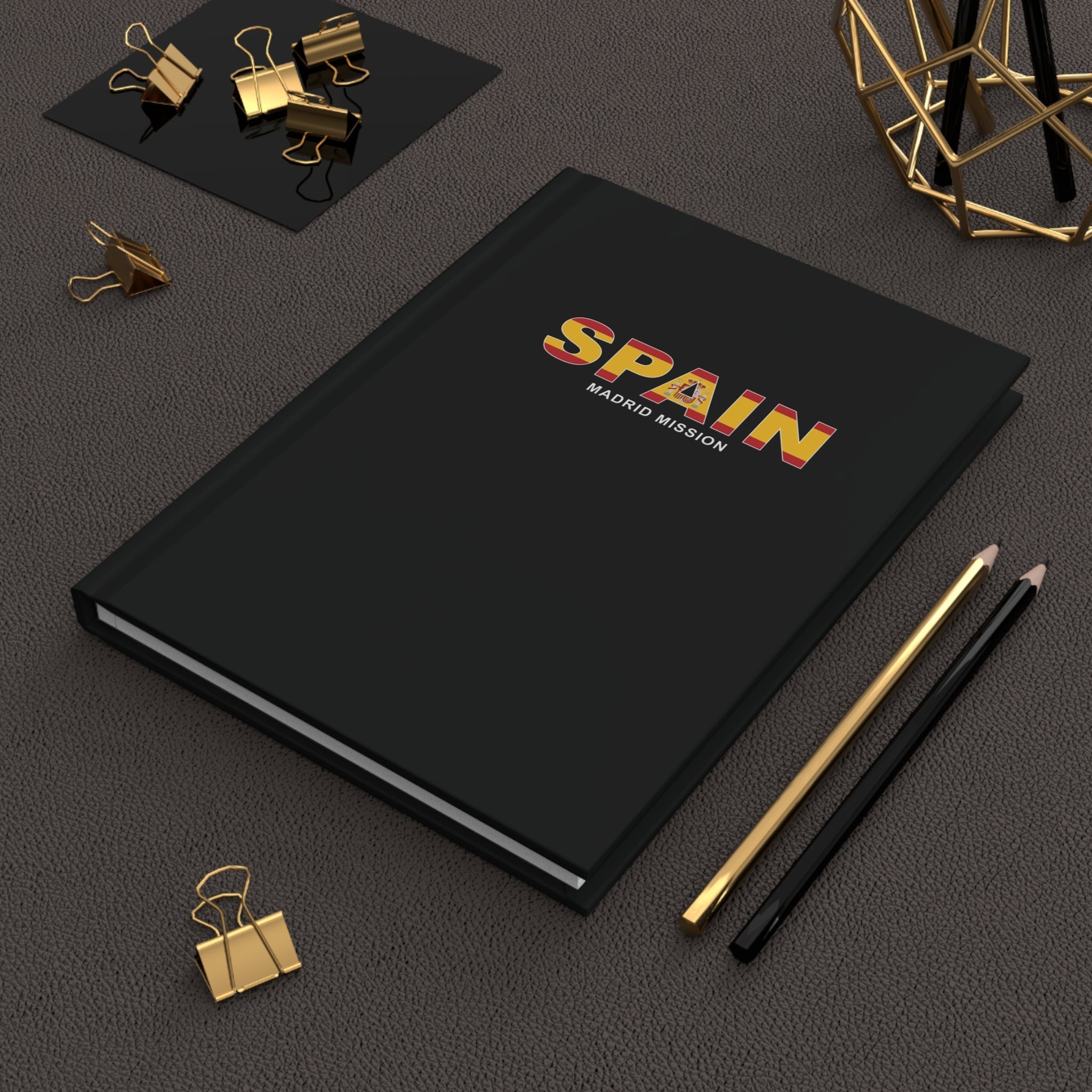 Spain Madrid Mission Flag Title Black Hardcover Journal Matte - Latter-Day Saint LDS Missionary Gift - Book of Mormon