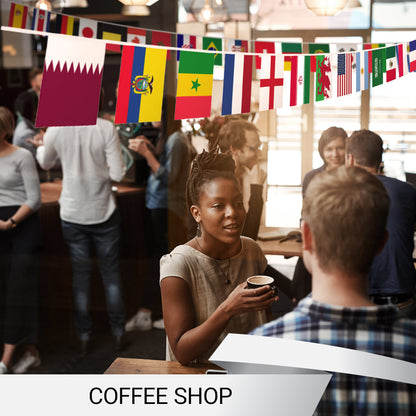 G128 2022 World Cup Bunting Banner | Flag 8.2 x 5.5 Inch, Full String 33 Feet  | LiteWeave Pro Series Printed 150D Poly | String Flag Decor for Fan Club Party, Soccer Events, World Cup Fan Celebration